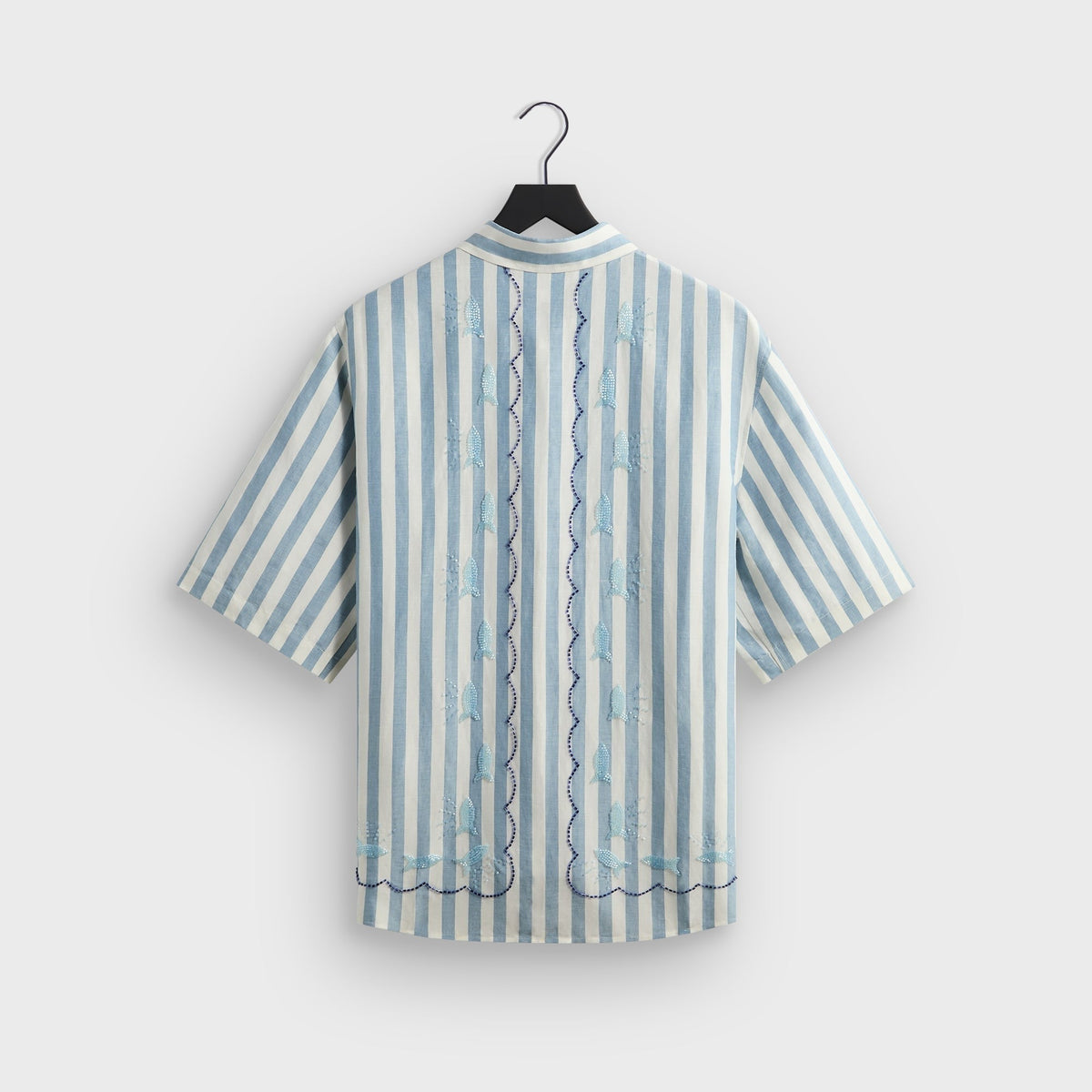 Kith Spun Silk Linen Stripe Paxton Buttondown - Light Indigo