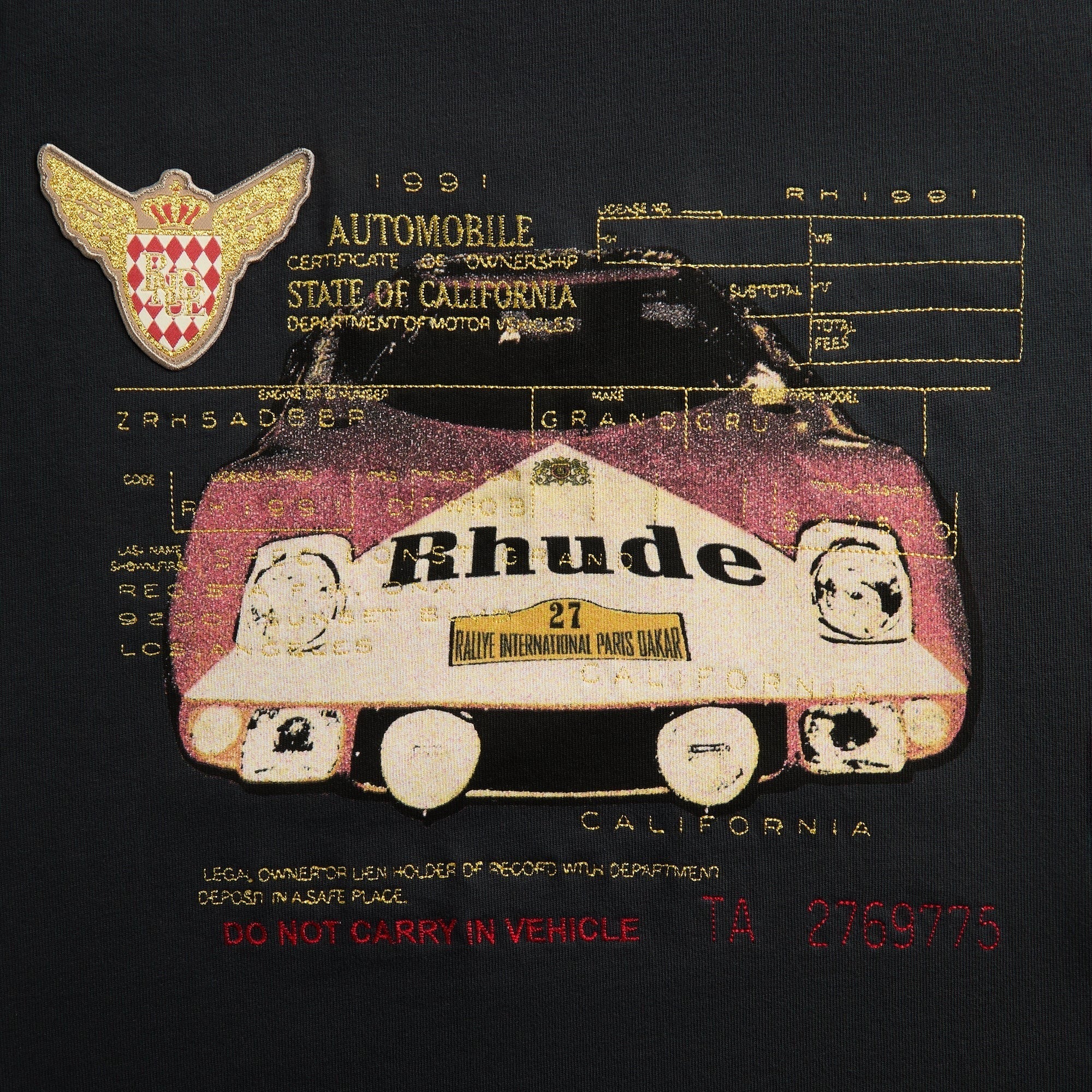 Rhude Slip Tee - Vintage Black / White / Red