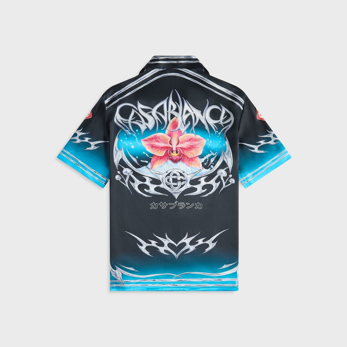 Casablanca Cuban Collar Short Sleeve Shirt - Black