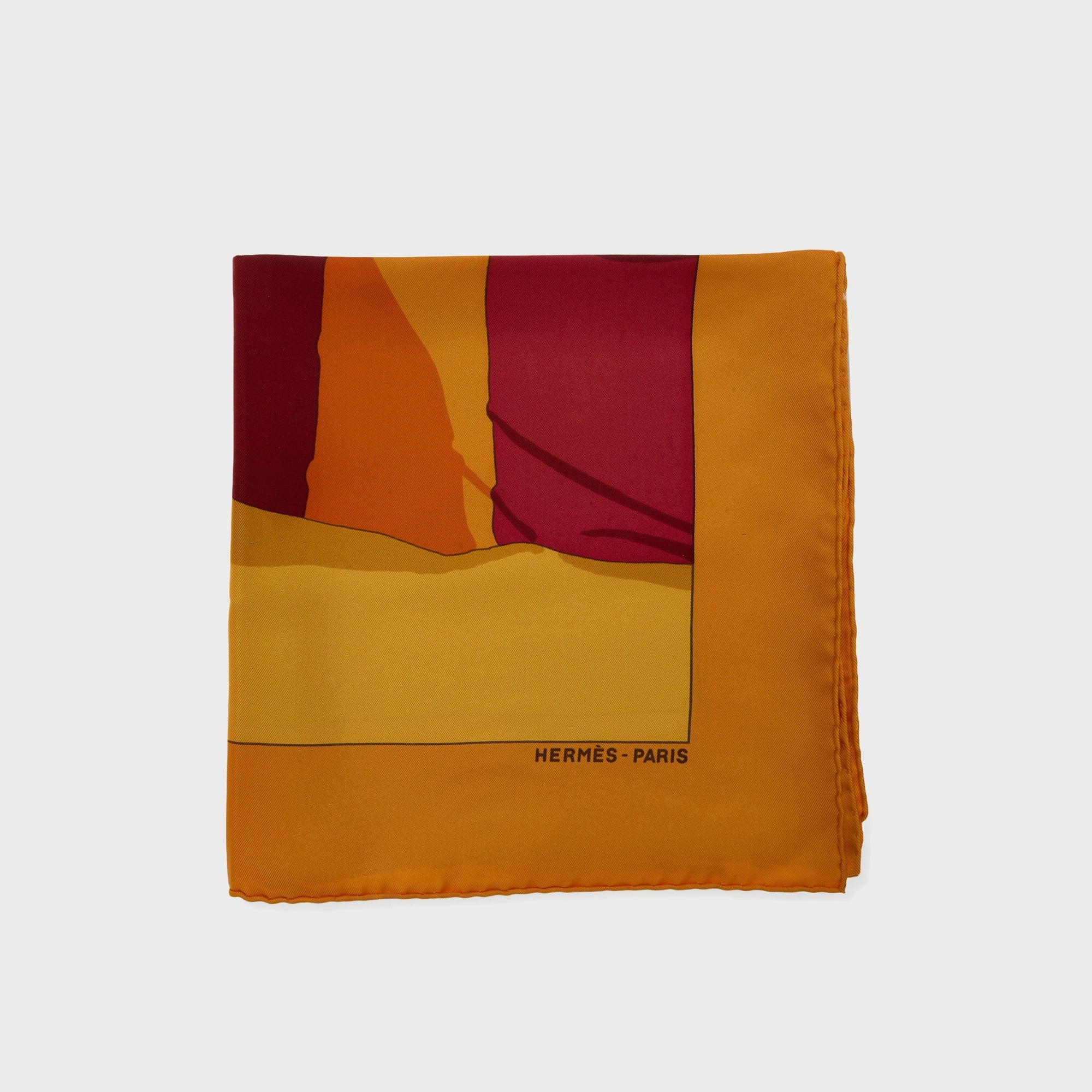 WGACA Hermes Charms of The Normandy Beaches II Silk Scarf - Orange