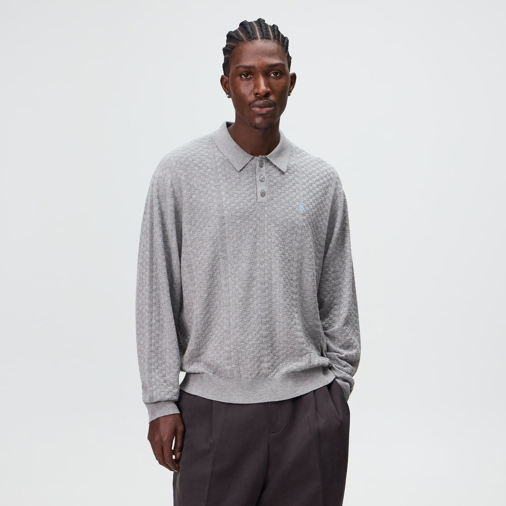 Kith Long Sleeve Tilden Pullover - Medium Heather Grey