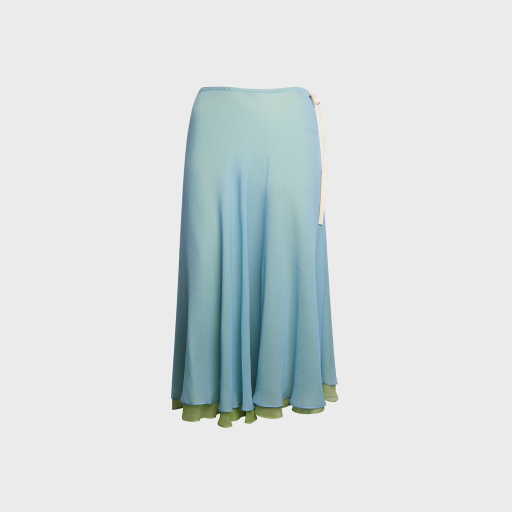 Tae Park Flowy Chiffon Skirt - Sky Blue / Matcha