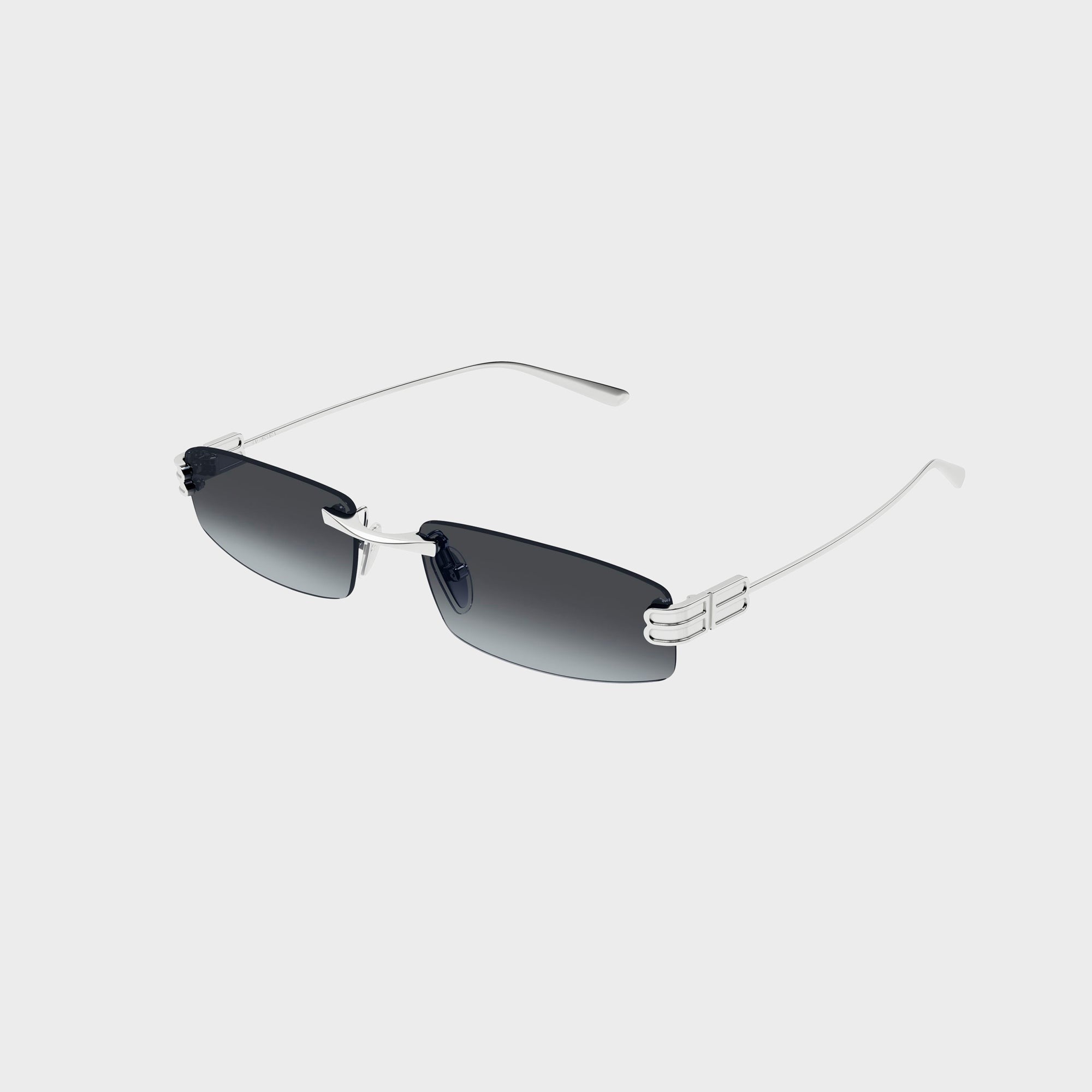 Balenciaga BB0488S Rectangle Sunglasses - Silver / Smoke