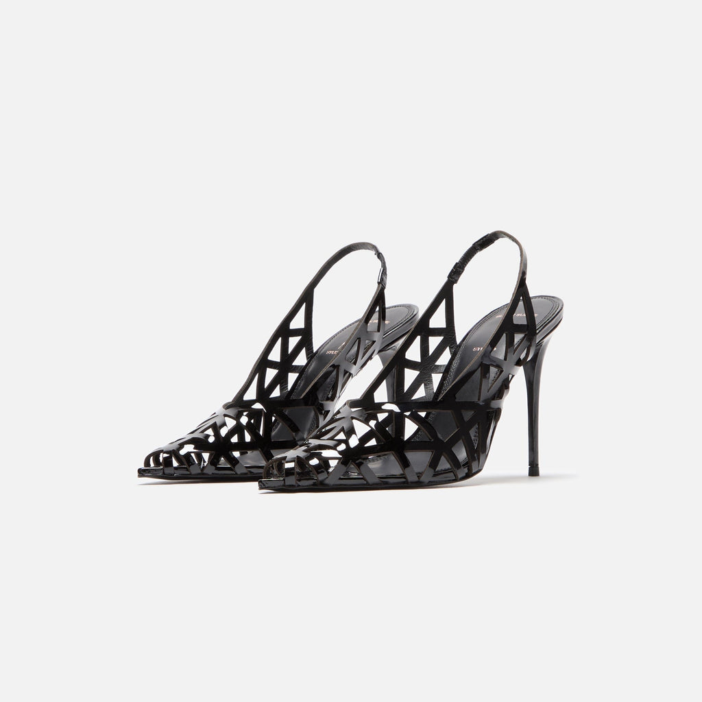 Black Suede Studio Idie 100 Slingback - Black Patent
