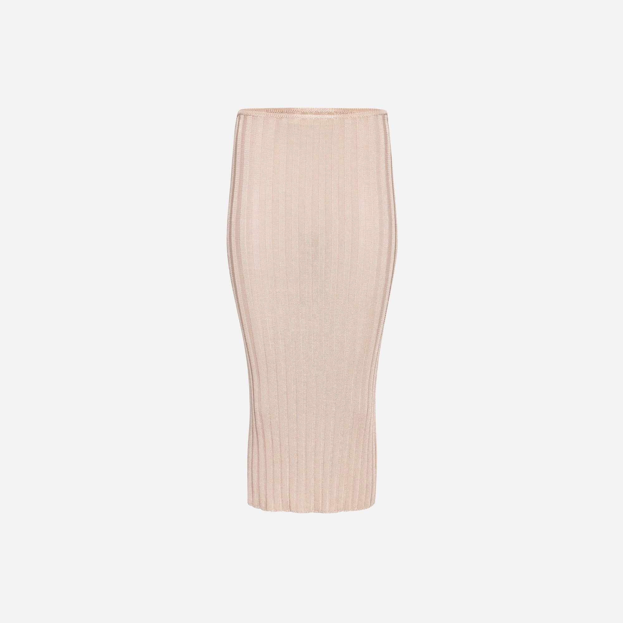 GUIZIO Slinky Rib Knit Skirt - Silver