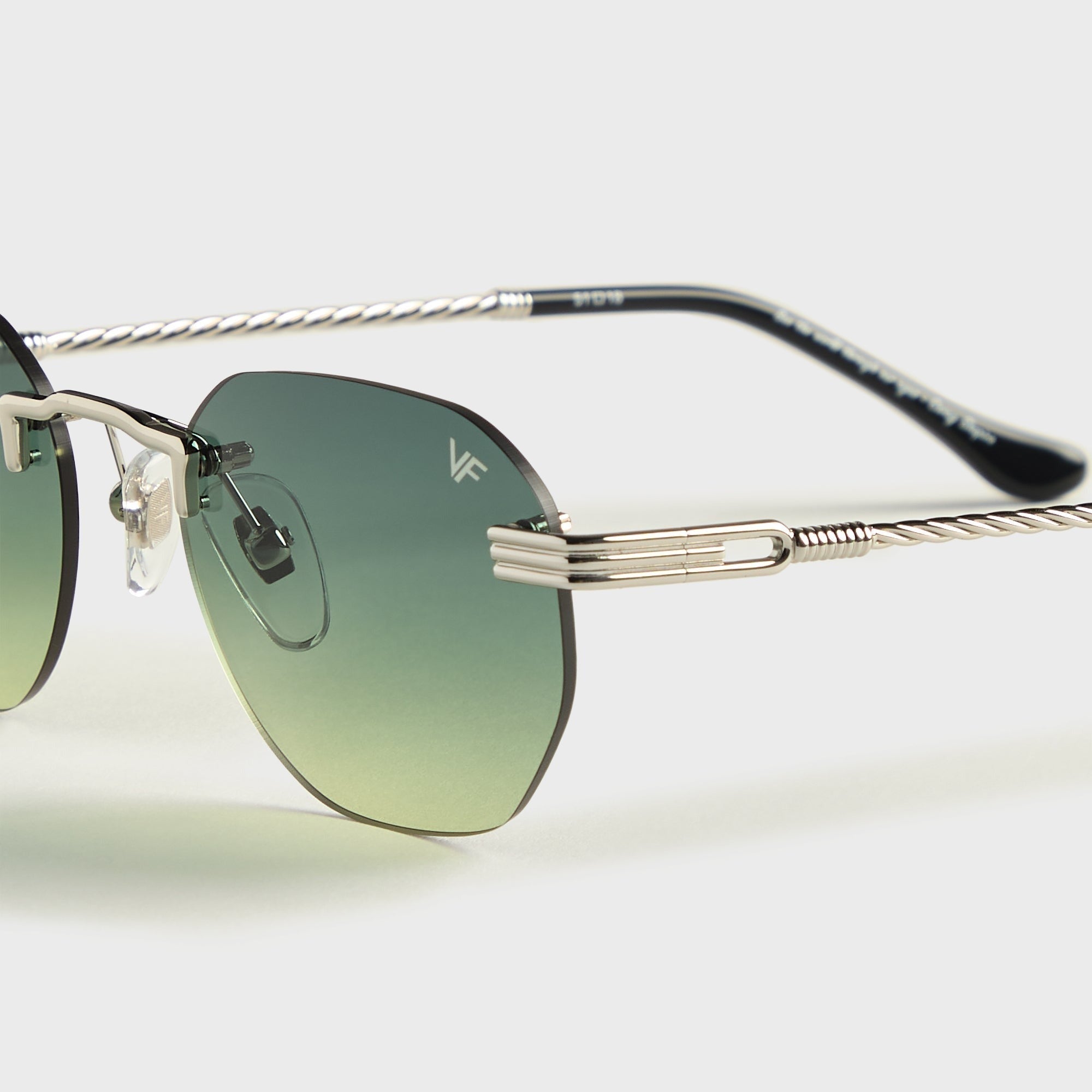 Vintage Frames Detroit Player Drill Mount 24Kt Sunglasses - White Gold / Green / Yellow