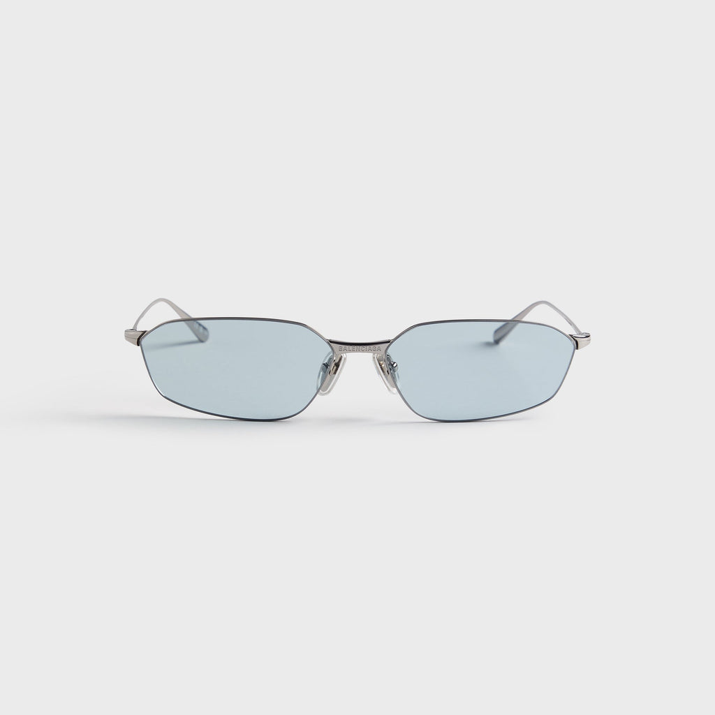 Balenciaga BB0412S Metal Sunglasses - Ruthenium / Light Blue