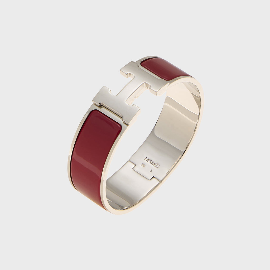 WGACA Hermes Clic Clac H Wide Bracelet - Red / Silver