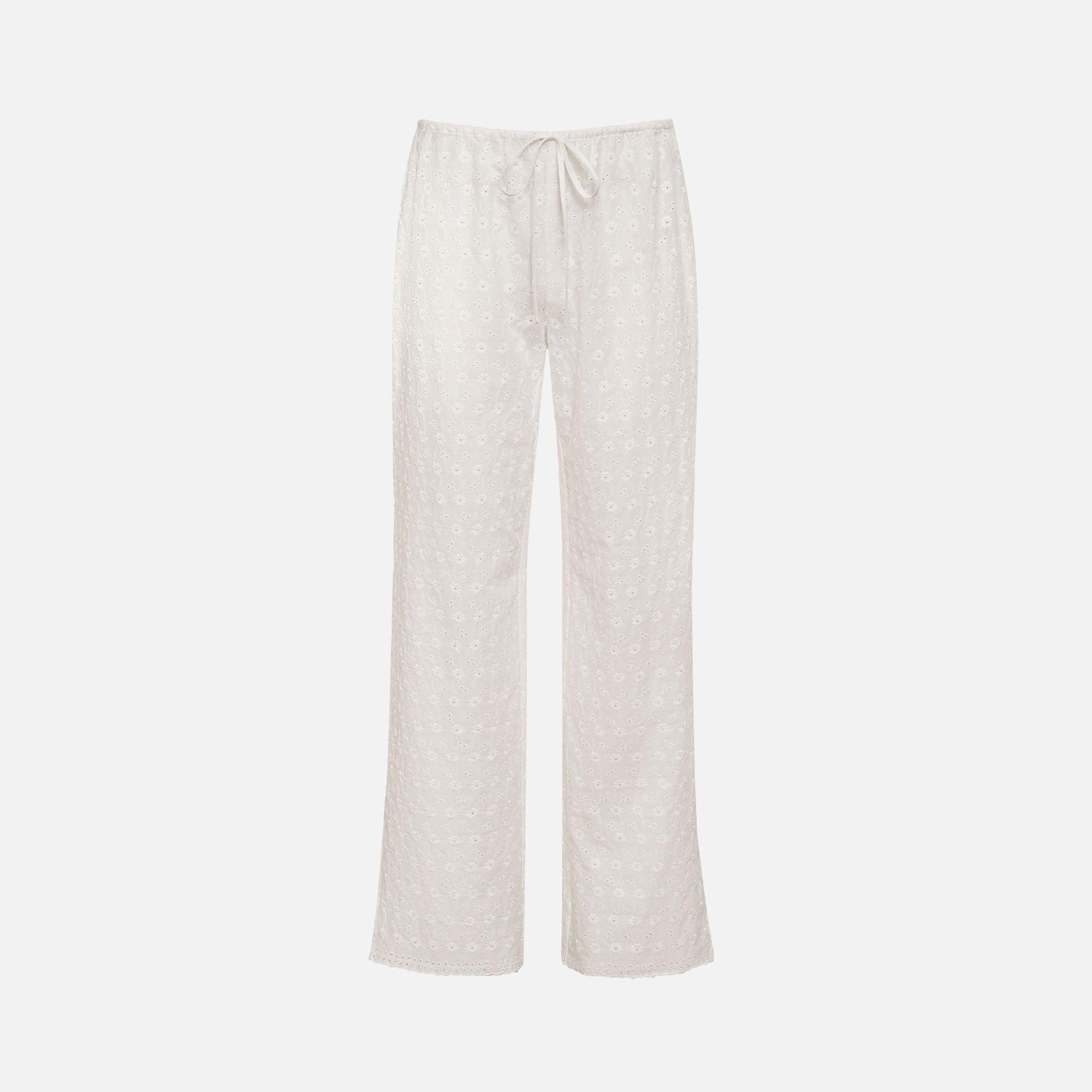 Frankies Bikinis Daisy Eyelet Pant - White