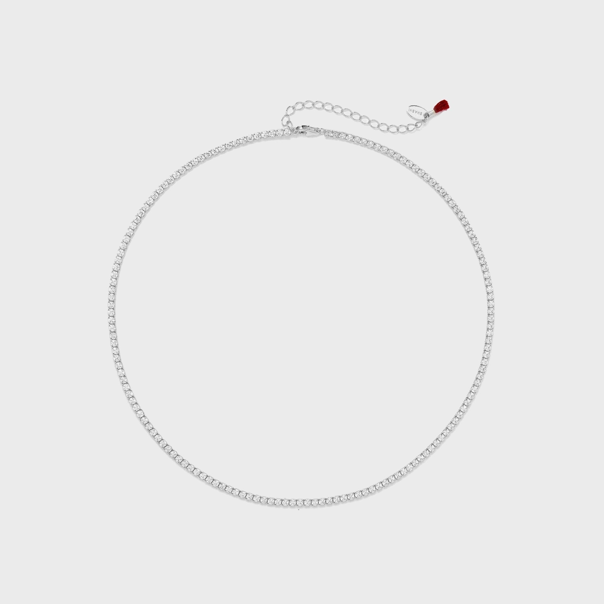 SHASHI Diamond Tennis Necklace - Silver