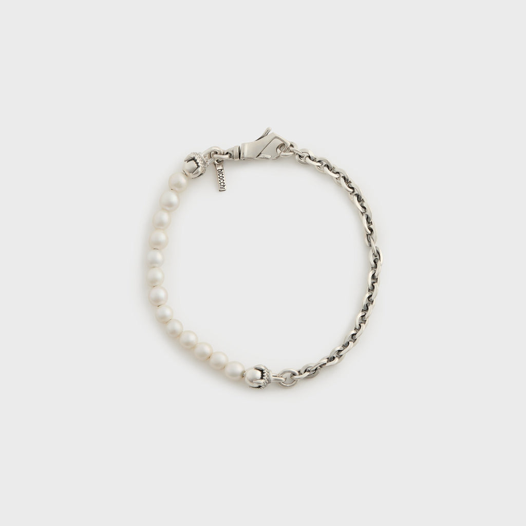 Emanuele Bicocchi Baroque White Pearl Claw Bracelet - Silver
