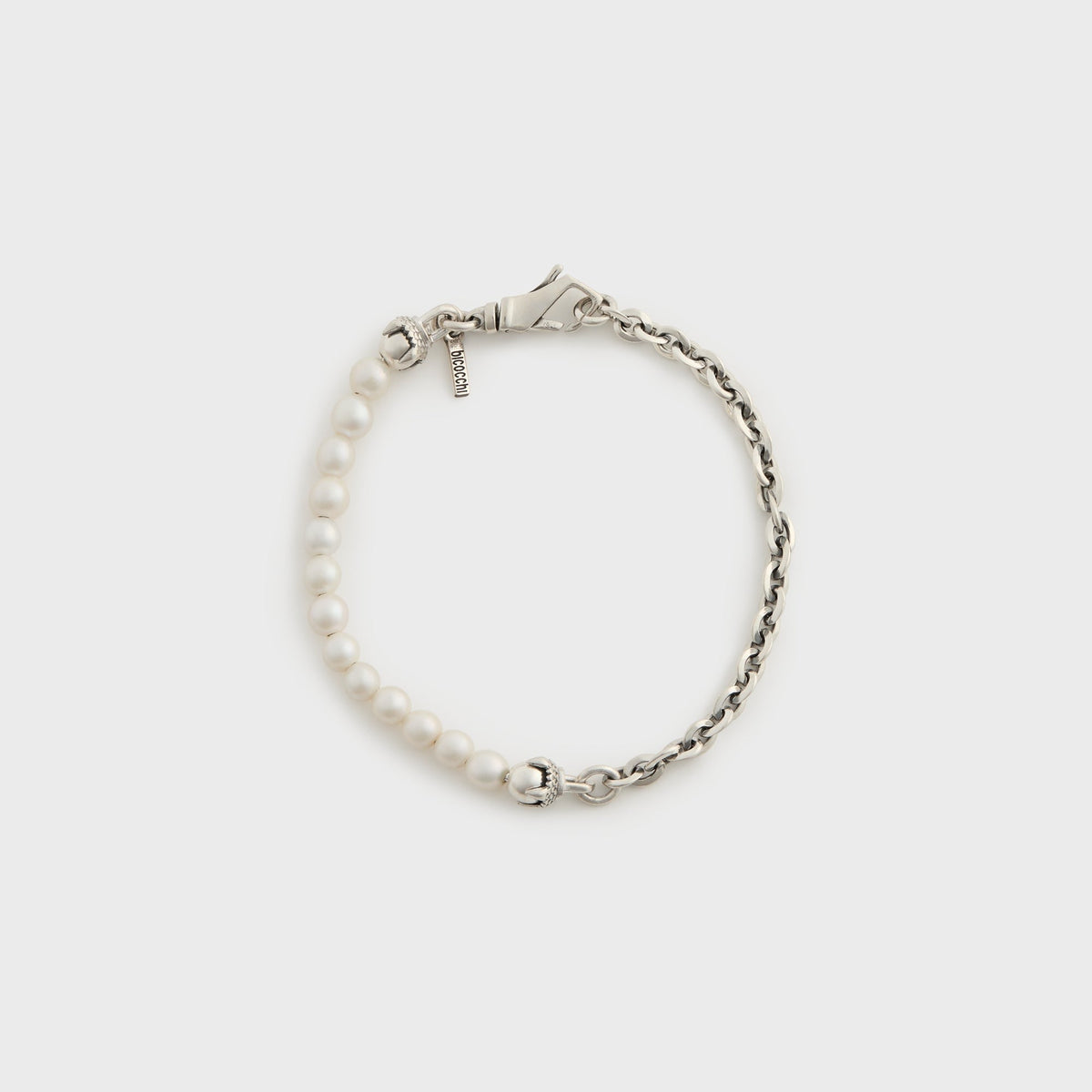 Emanuele Bicocchi Baroque White Pearl Claw Bracelet - Silver