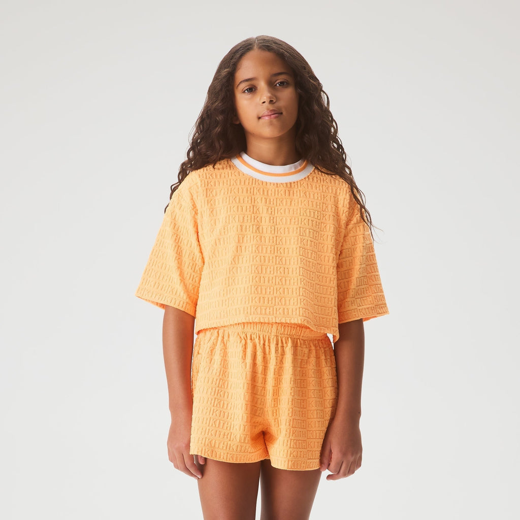 Kith Kids Textured Monogram Fei Cropped Tee - Sorbet