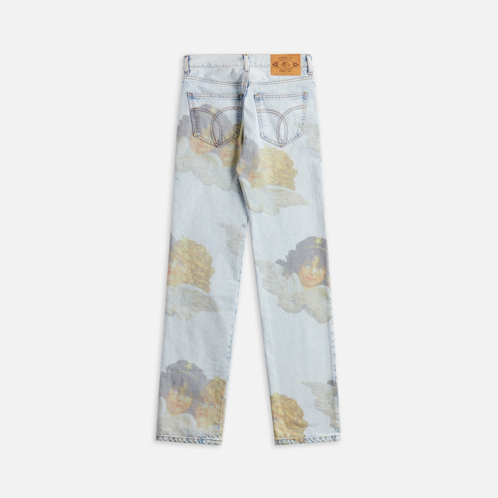 Fiorucci Angel Print Mid Blue Straight Fit Jeans - Blue