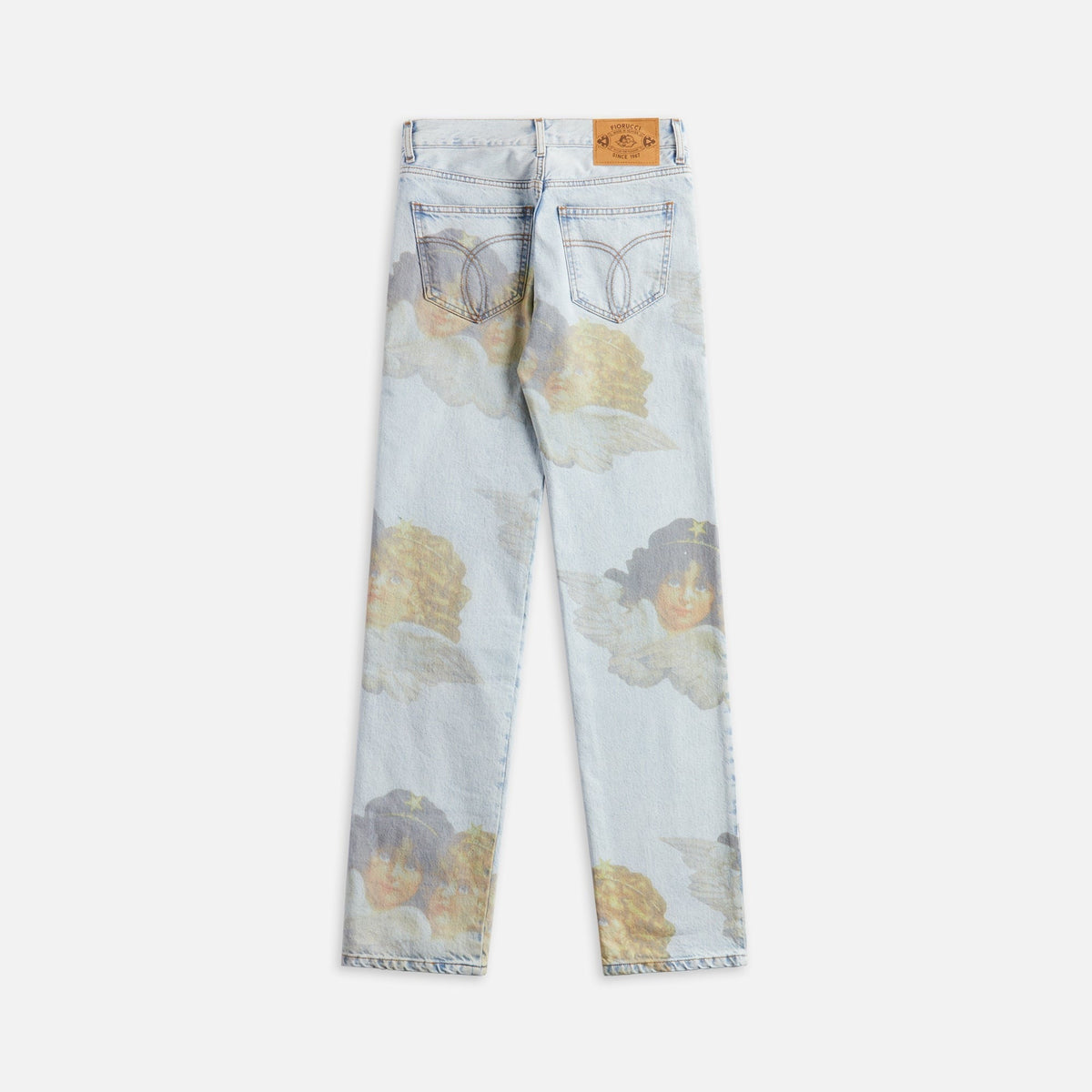 Fiorucci Angel Print Mid Blue Straight Fit Jeans - Blue