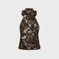 Siedres Indy Halterneck Crocheted Open Knit Texture Top - Brown