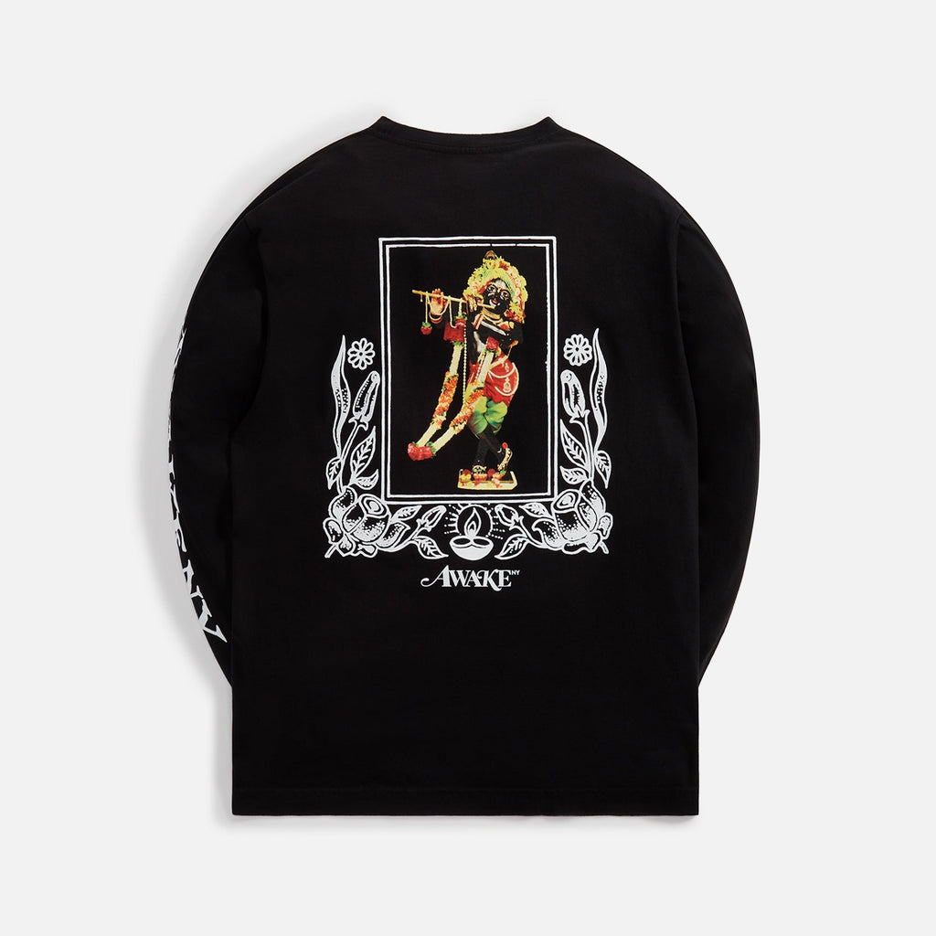 Awake NY Mind Body Spirit Printed Long Sleeve Tee - Black