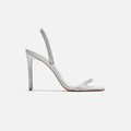 Black Suede Studio Luciana - Grey Satin / Matching Stones