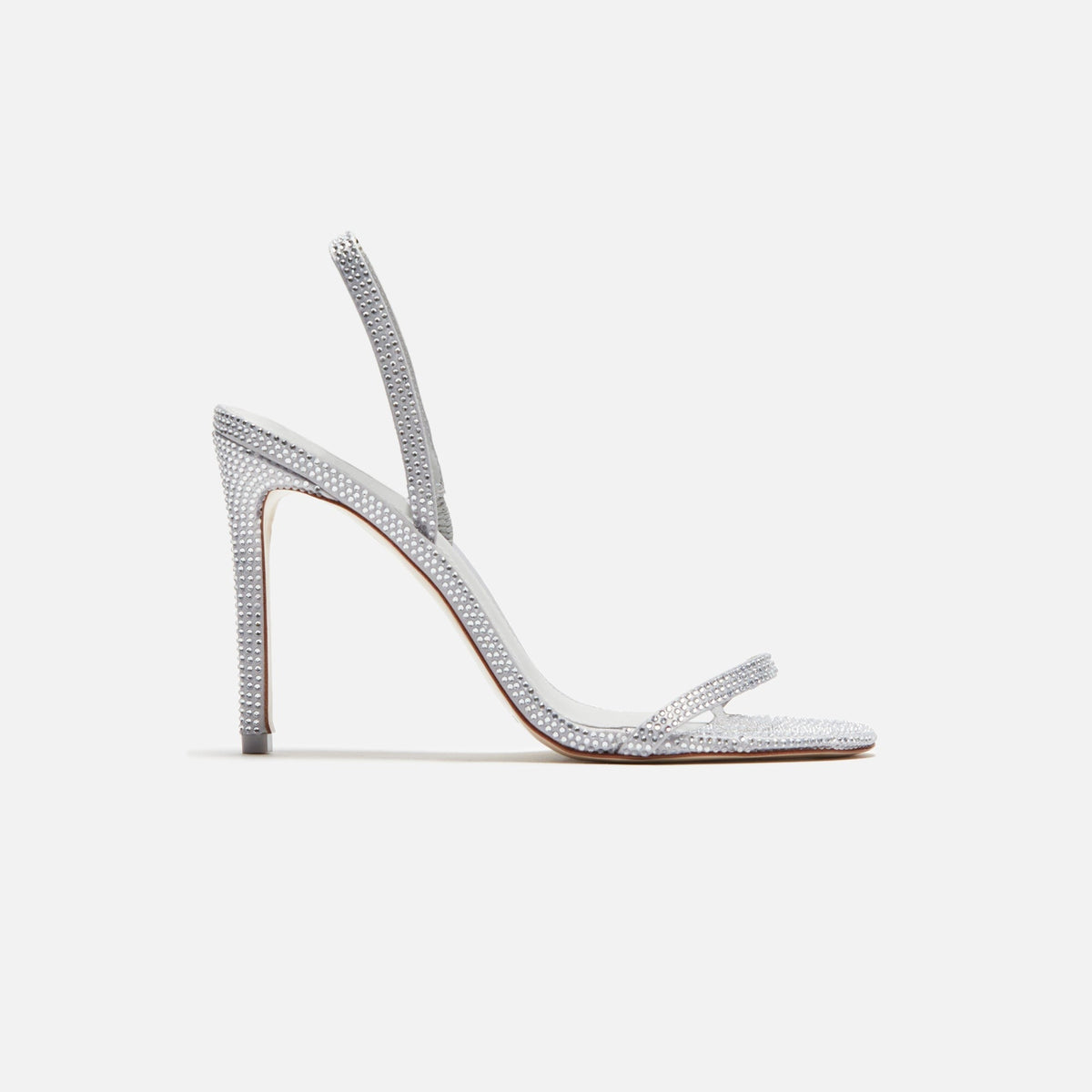 Black Suede Studio Luciana - Grey Satin / Matching Stones
