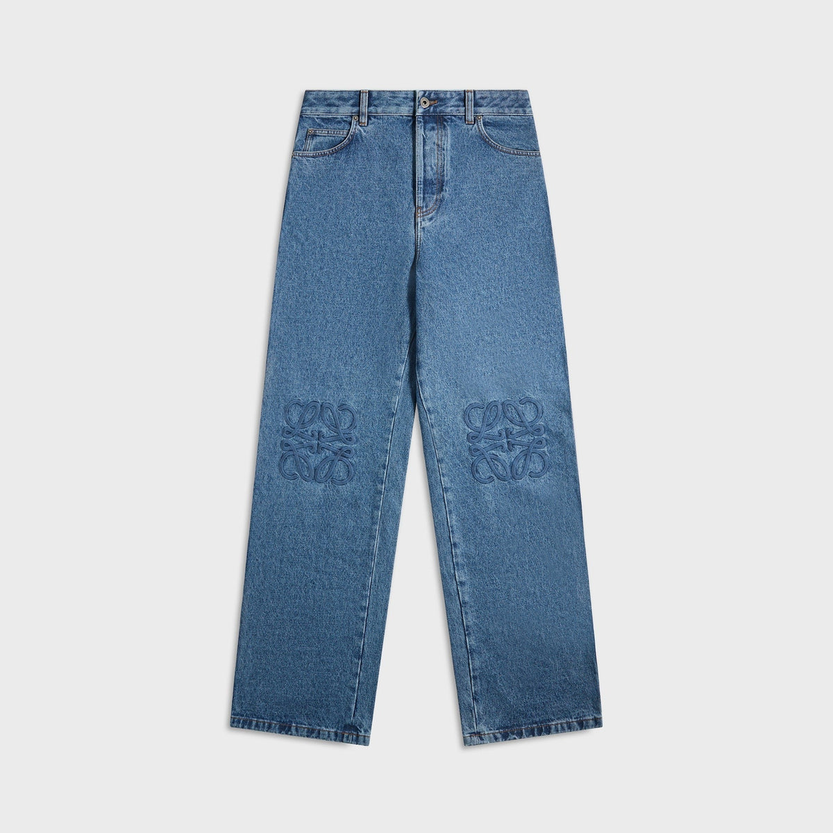 Loewe Anagram Baggy Jeans - Mid Blue Denim