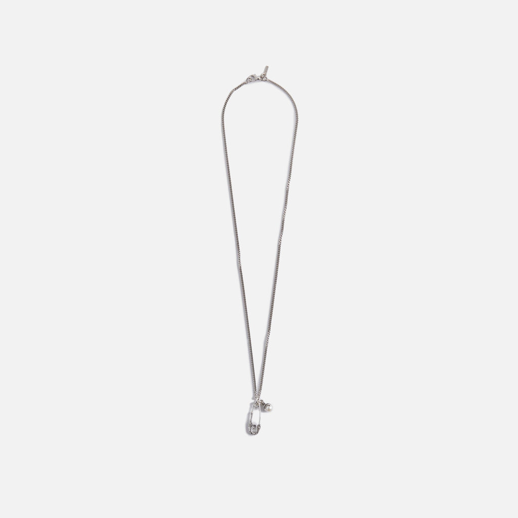 Emanuele Bicocchi Safety Pin Pearl Pendant Necklace - Silver