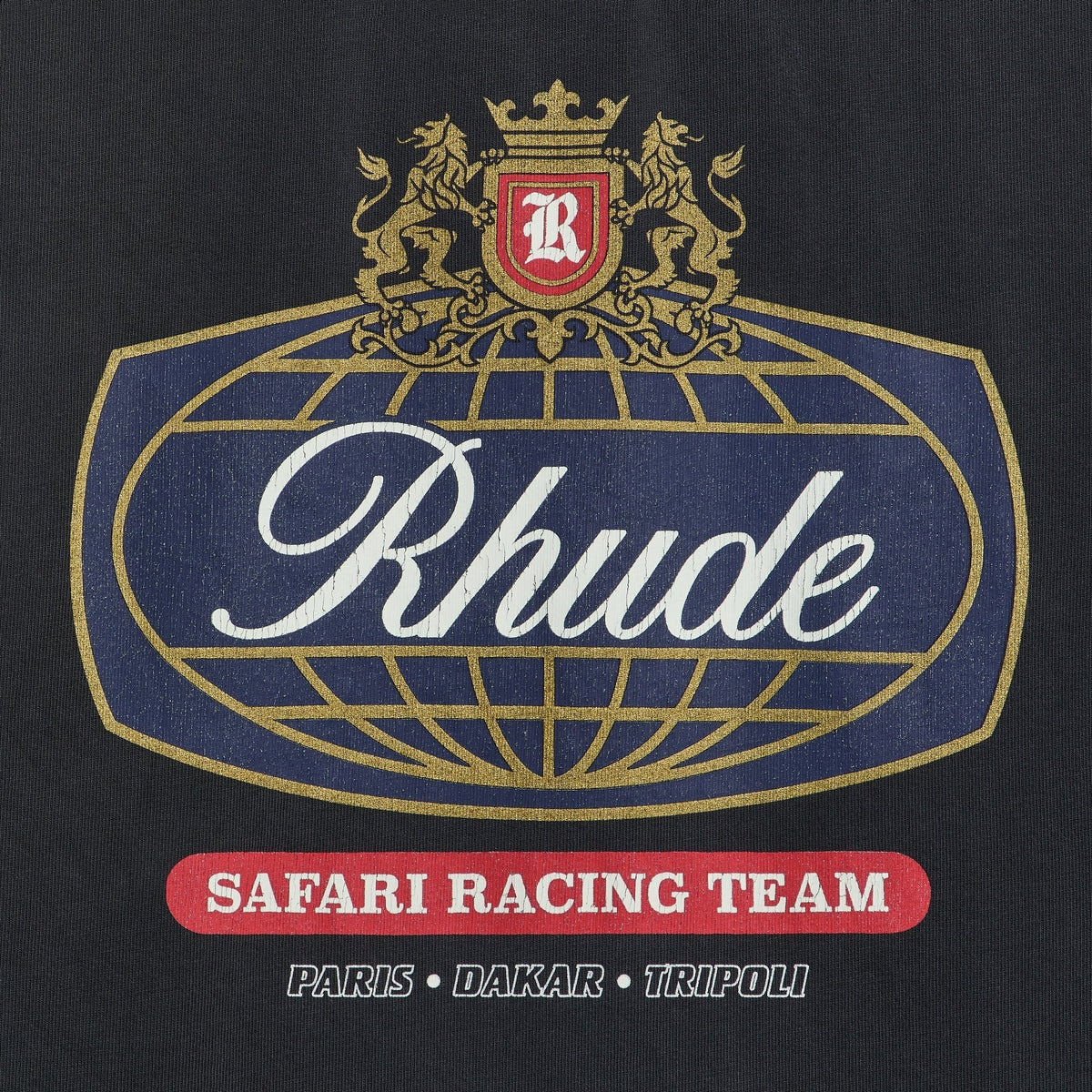 Rhude Safari Crest Long Sleeve Tee - Vintage Black / Blue / Red