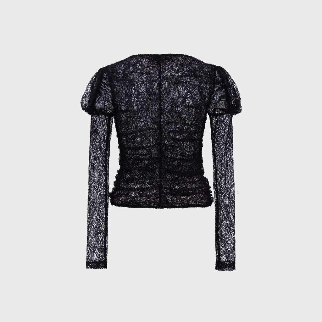 Siedres Uma Semi Sheer Lace Top - Black