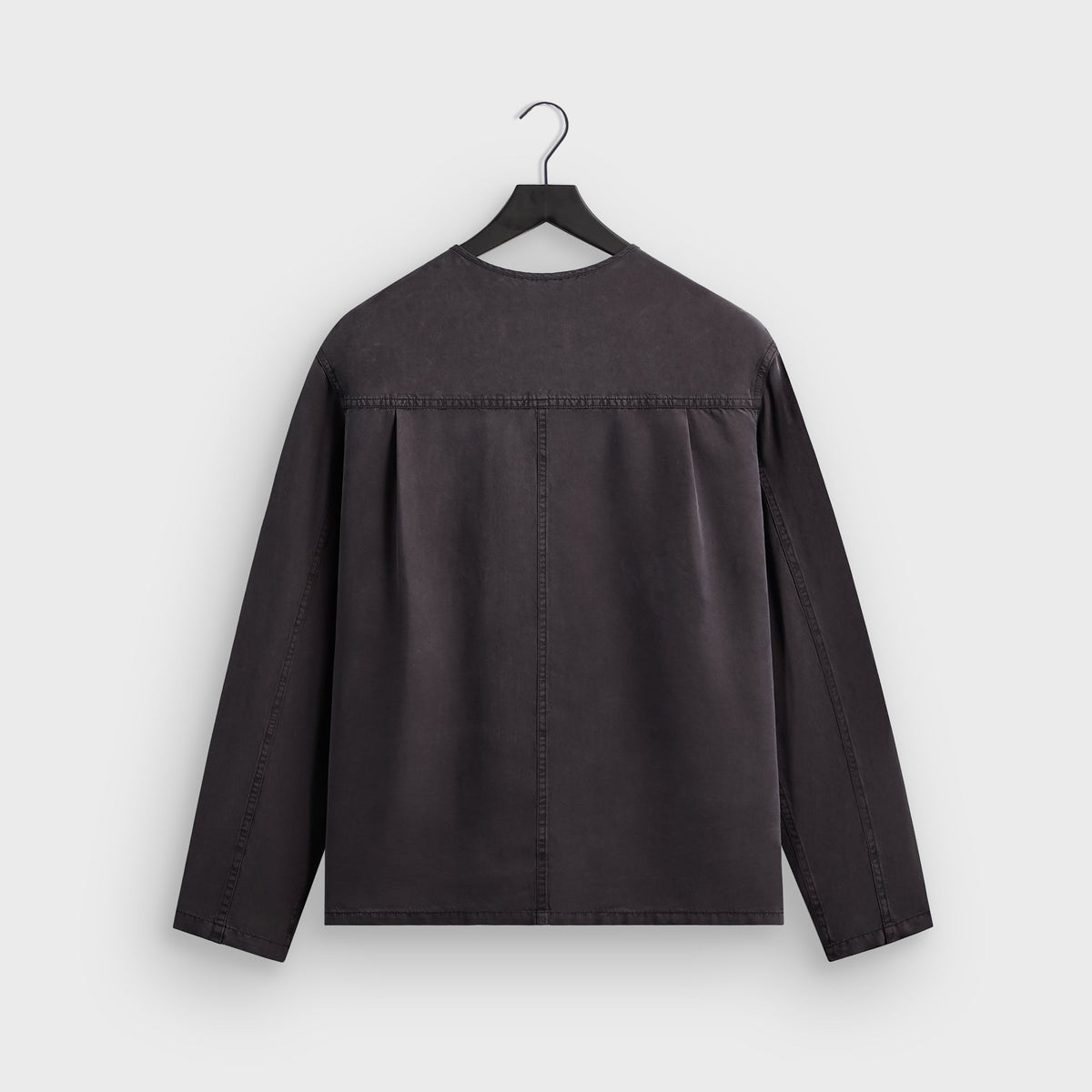&Kin Garment Dyed Silk Collarless Yardley Shirt - Phantom Grey
