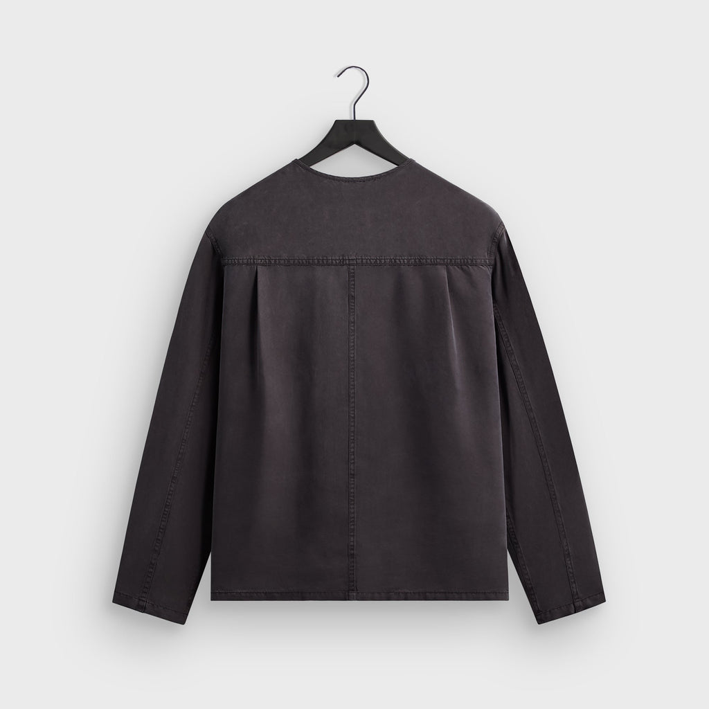 &Kin Garment Dyed Silk Collarless Yardley Shirt - Phantom Grey