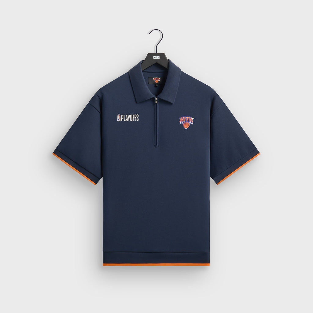 Kith for the New York Knicks Playoffs Zip Front Performance Knit Polo - Nocturnal