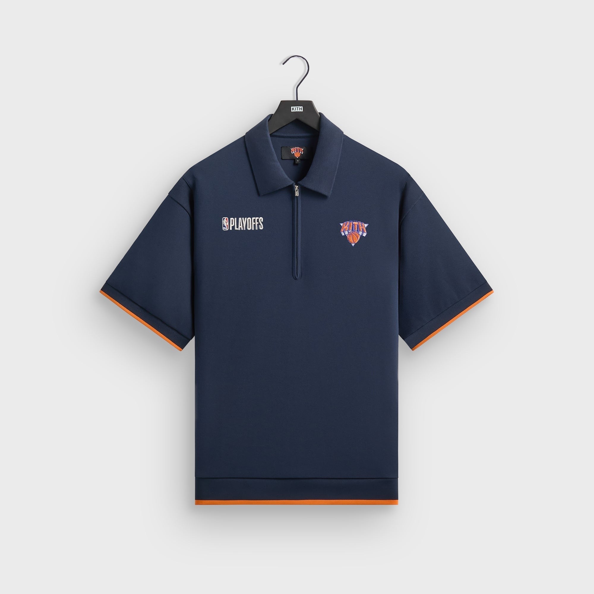 Kith for the New York Knicks Playoffs Zip Front Performance Knit Polo - Nocturnal
