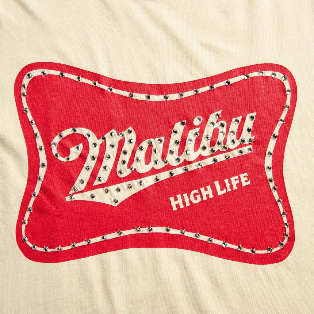 Coût De La Liberté Sammy Malibu Embellished Short Sleeve Tee - Vintage Cream