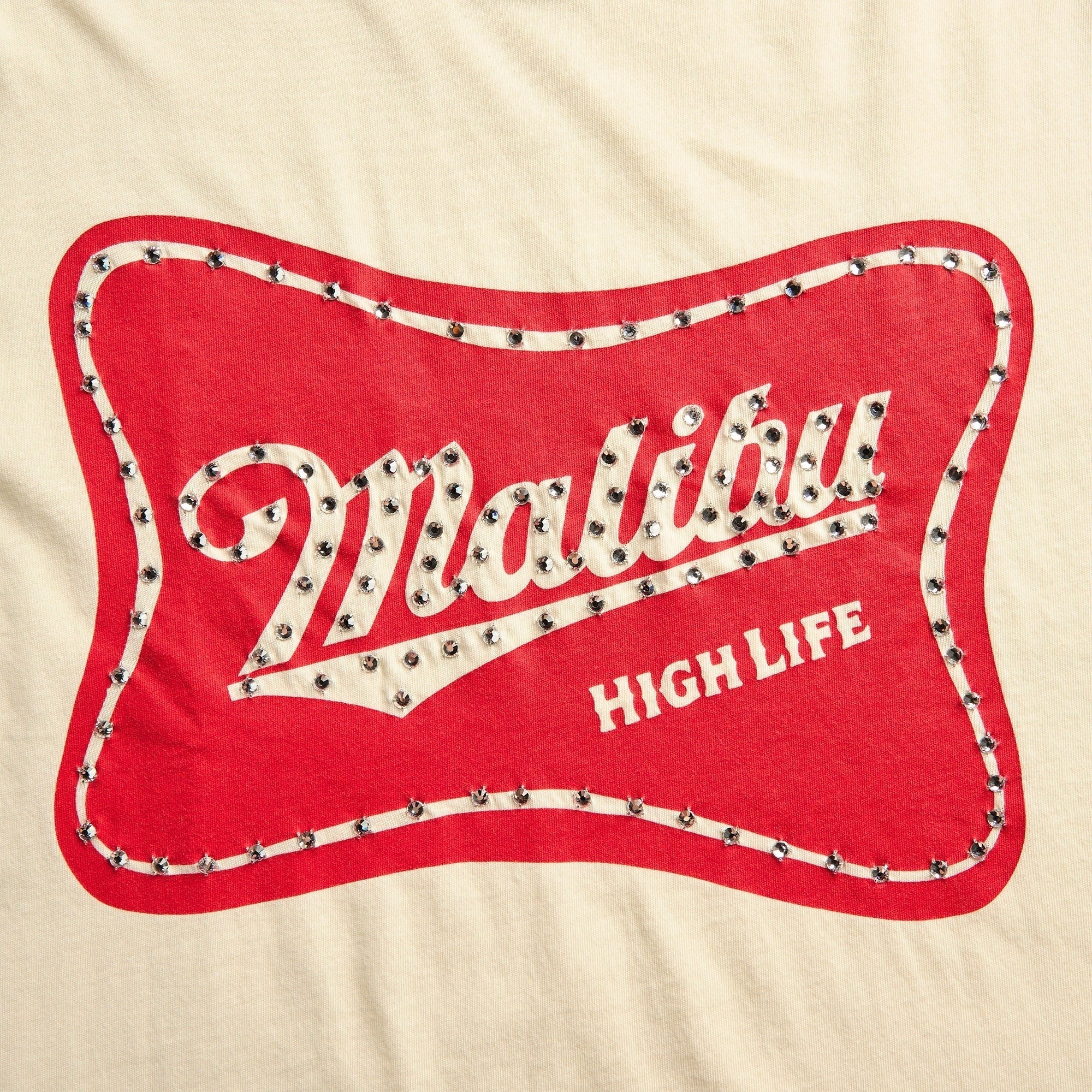 Coût De La Liberté Sammy Malibu Embellished Short Sleeve Tee - Vintage Cream