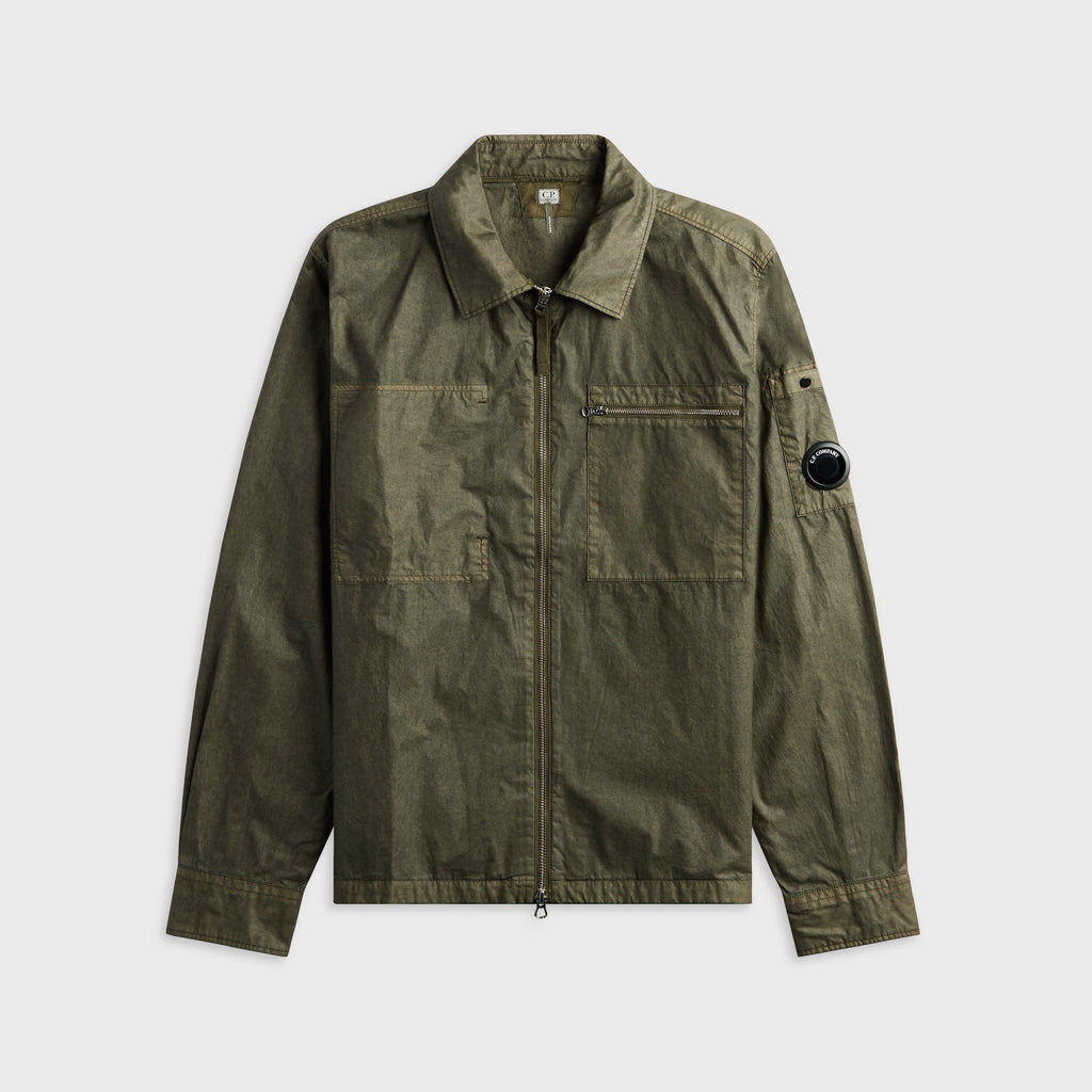 C.P. Company Cotton Plain Face Resined Lens Zipped Overshirt - Ivy Green
