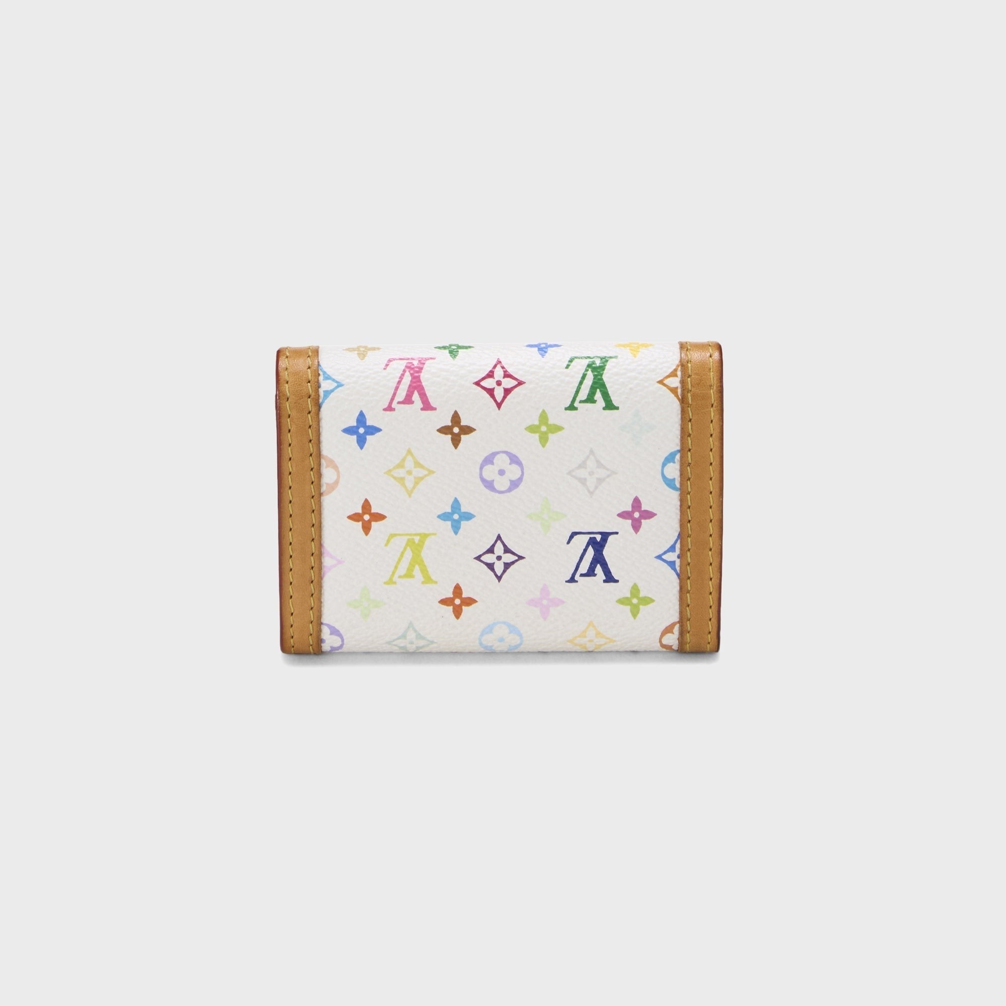 WGACA Louis Vuitton x Takashi Murakami Monogram Porte Monnaie Plat Coin Wallet- White / Multi