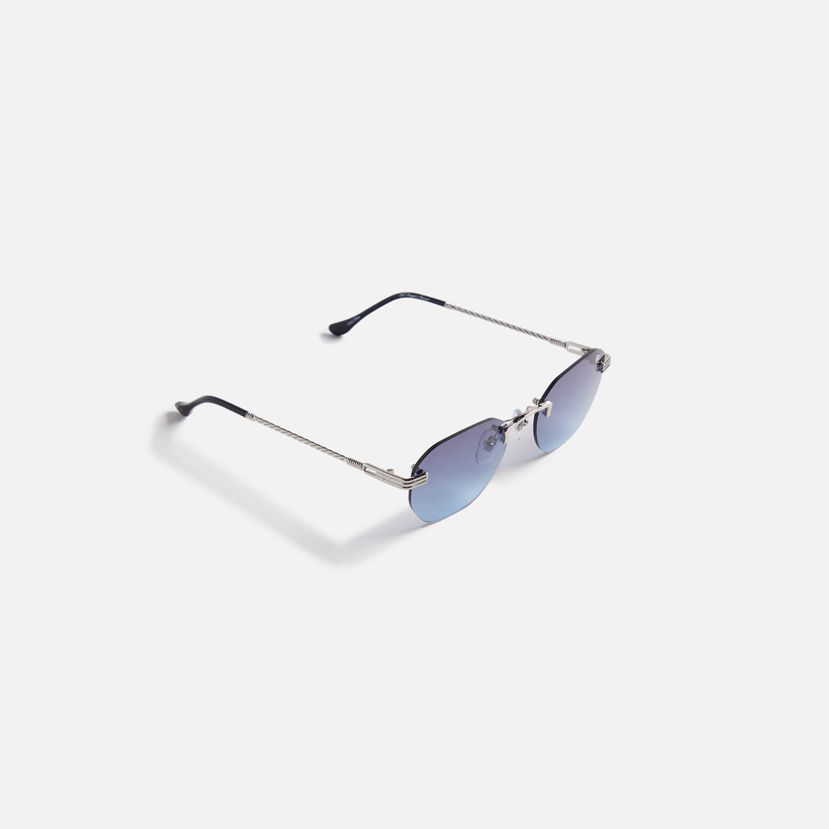 Vintage Frames Detroit Player Drill Mount 24Kt White Gold Sunglasses - Grape Blue