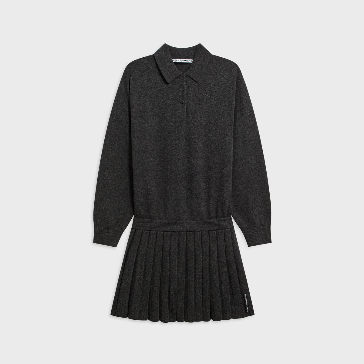 Alexander Wang Heatpressed Skirt Long Sleeve Polo Dress - Graphite