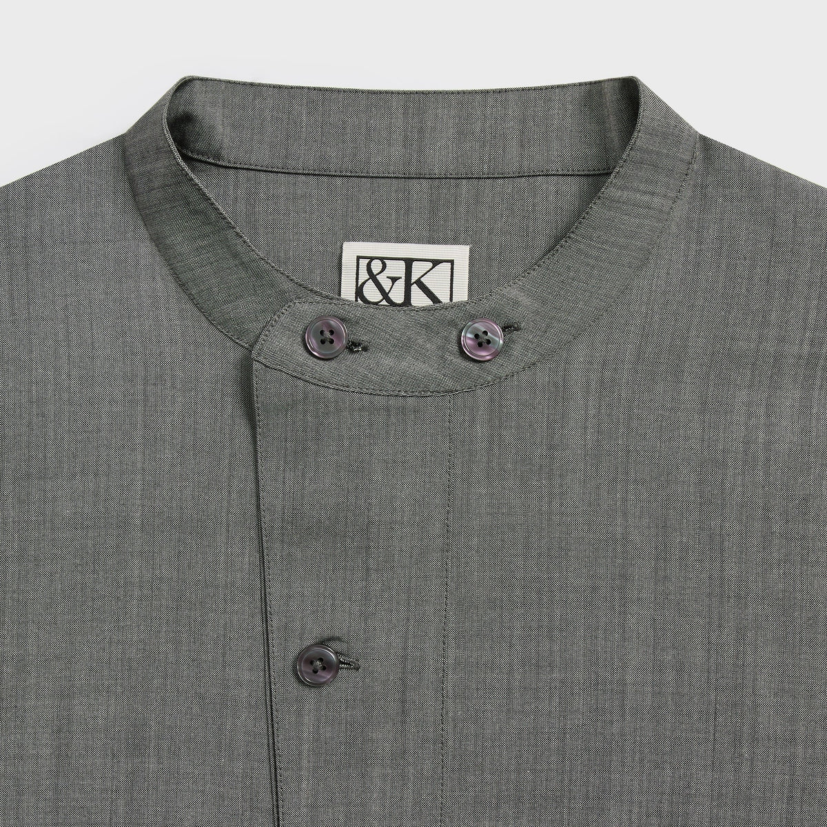 &Kin Tropical Wool Leven Shirt - Grey Melange