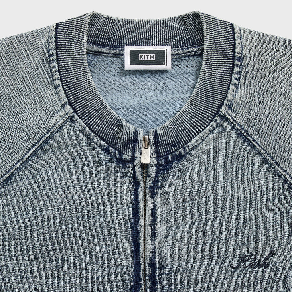 Kith Indigo Fleece Linus Full Zip Crewneck - Light Indigo