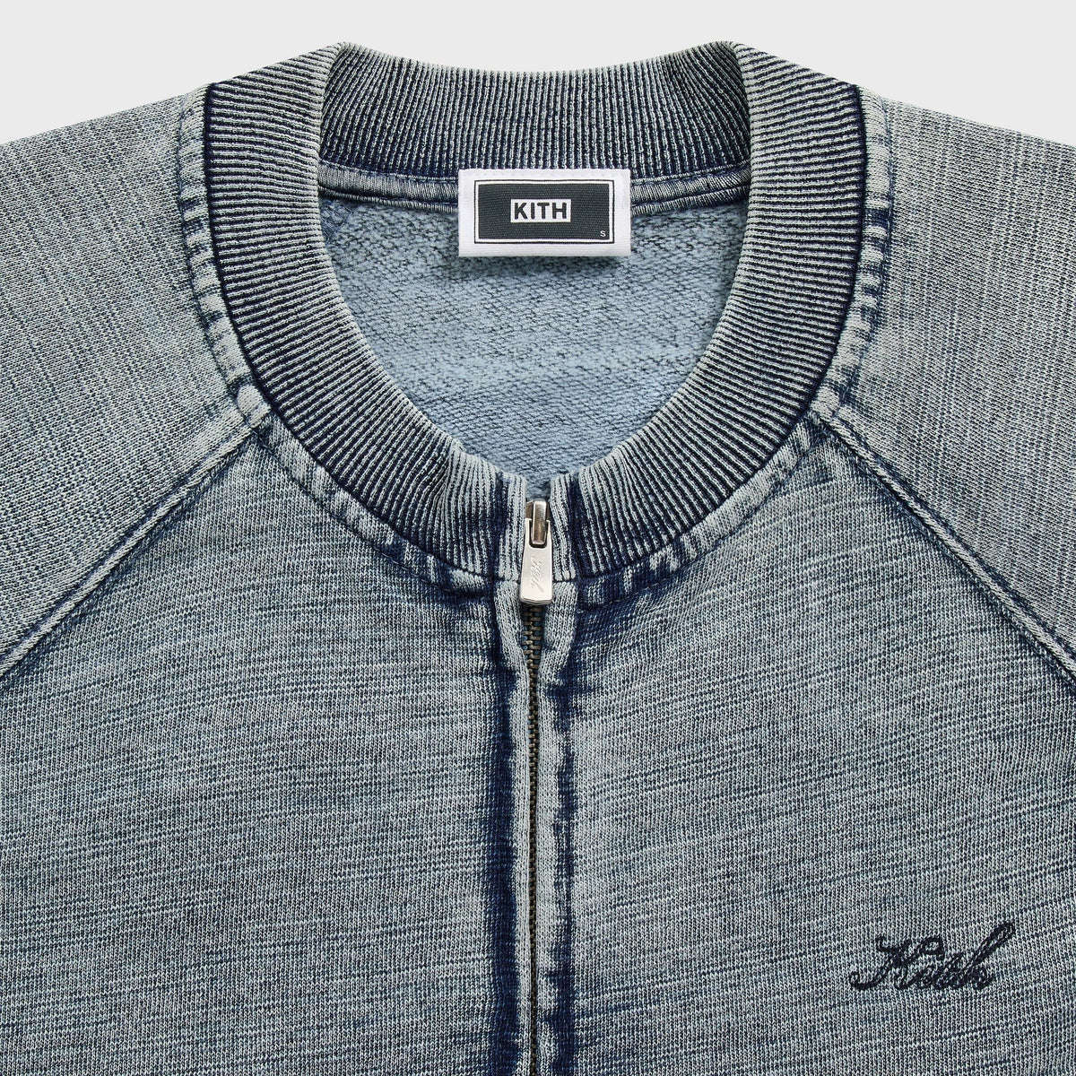 Kith Indigo Fleece Linus Full Zip Crewneck - Light Indigo