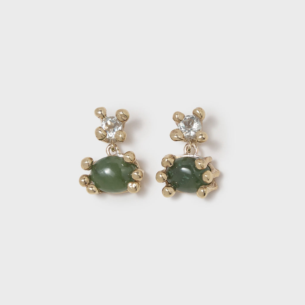 Faris Dotto Bug Drop Earrings - Gold / Jade