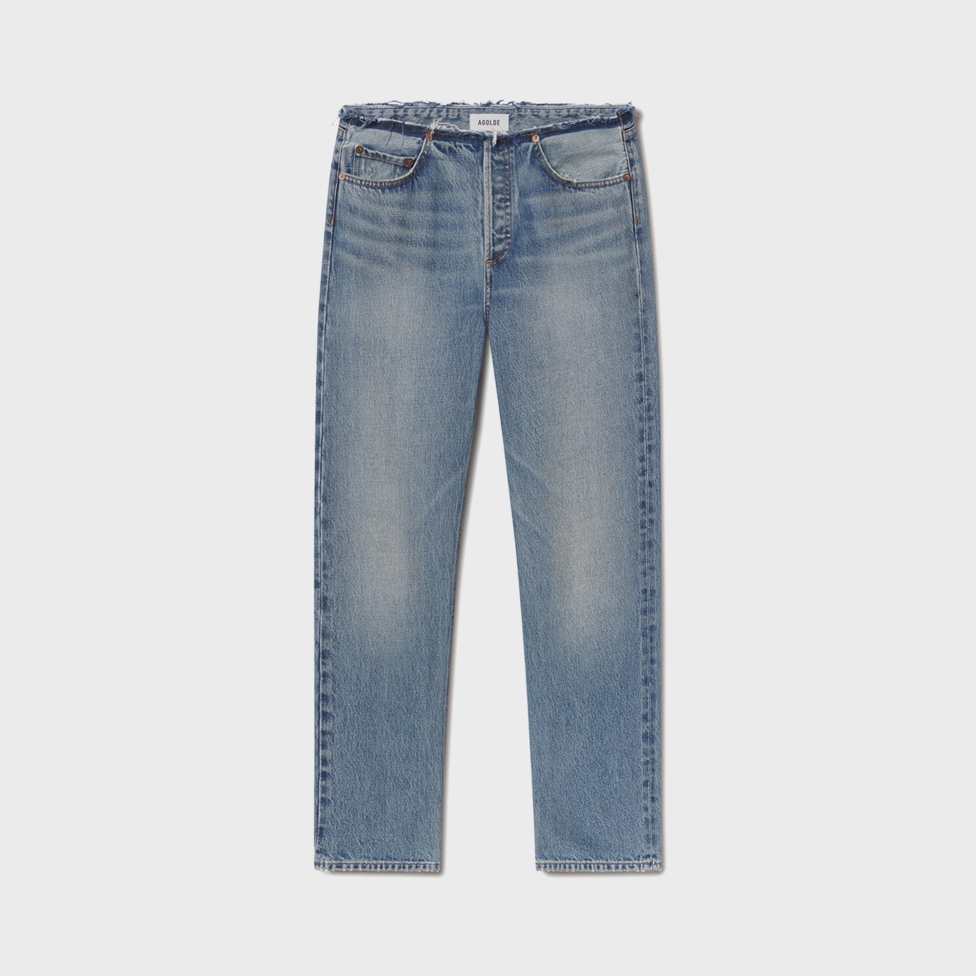 Agolde Frayed Waist Low Rise Ankle Slim Jeans - Rhythmic