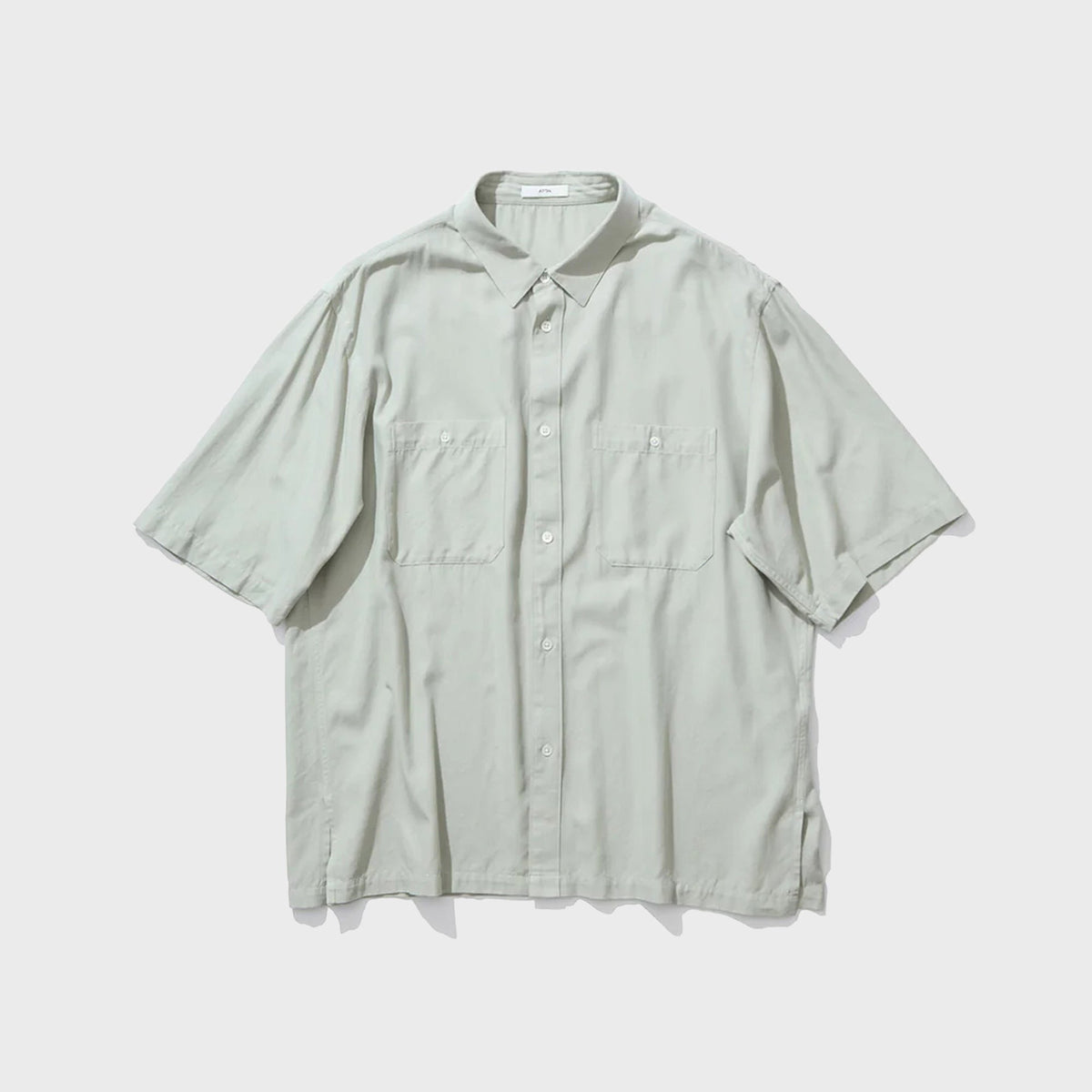 ATON Cotton Silk Viera Loose Fit Half Sleeve Shirt - Green
