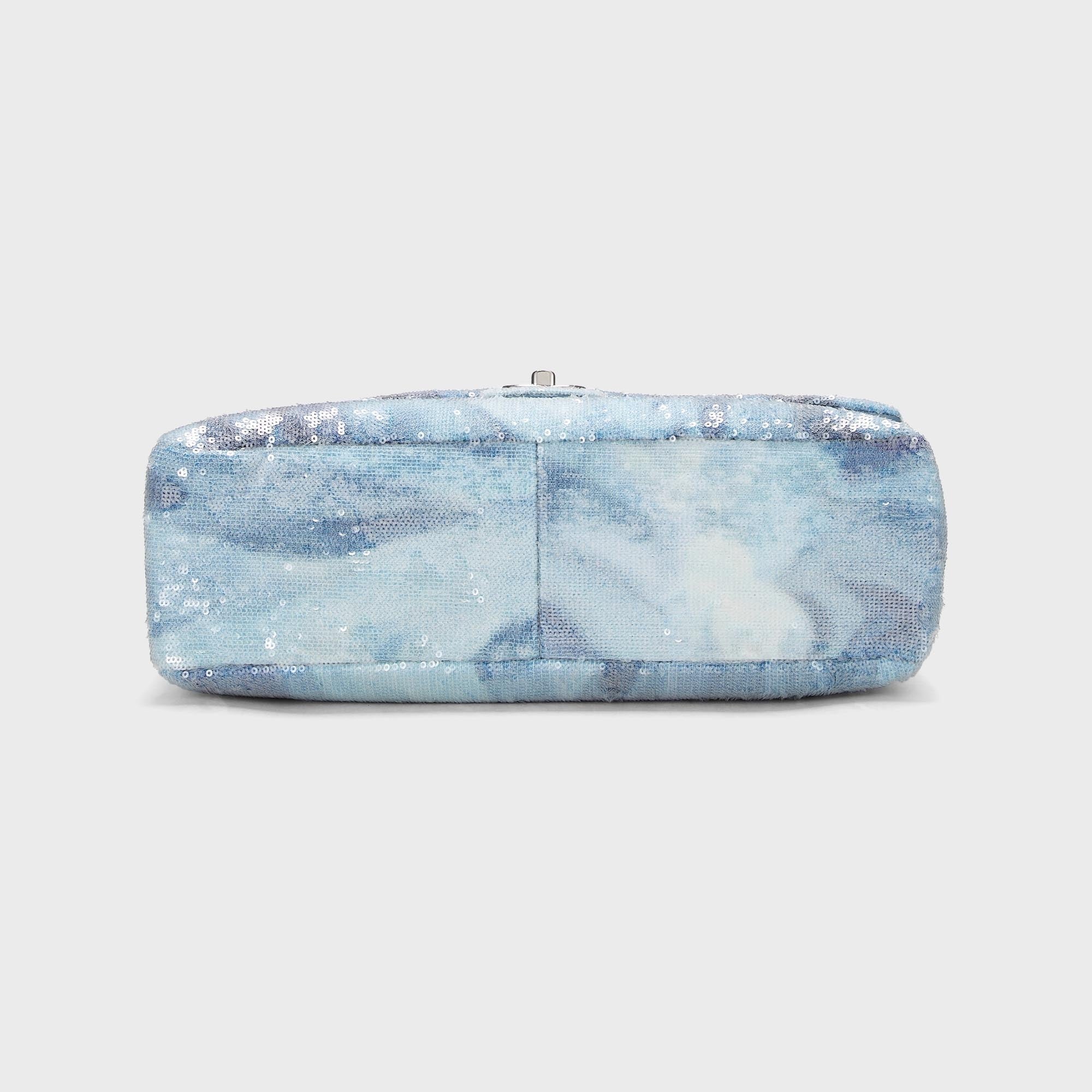 WGACA Chanel Sequin Waterfall Large Flap Bag - Blue