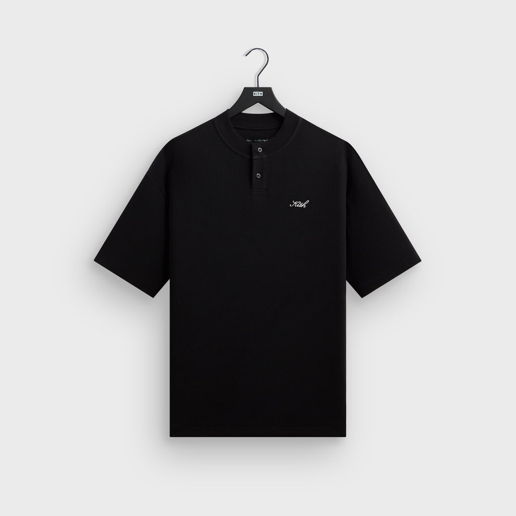 Kith Micro Waffle Tristan Henley - Black