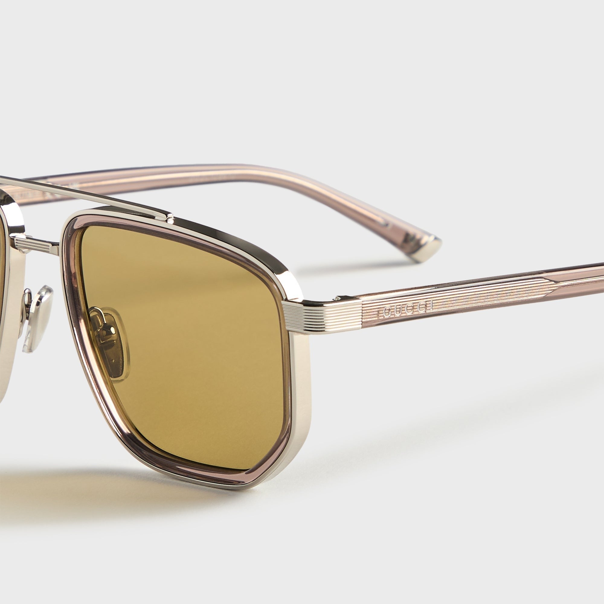Gucci GG2073S Navigator Frame Sunglasses - Brown / Silver