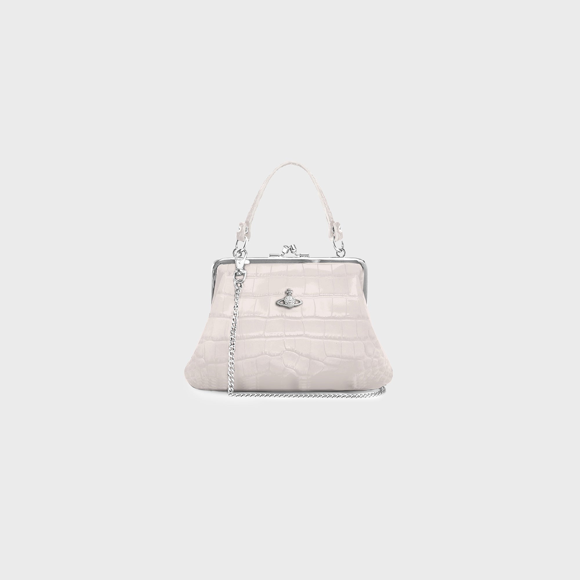 Vivienne Westwood Granny Frame Purse Bag - Pearl White Croc