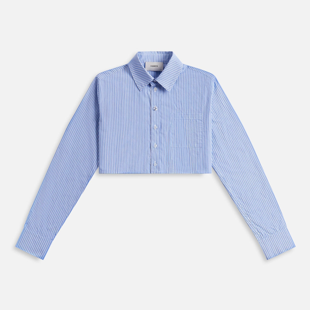 Coperni Stripped Cropped Shirt - Blue