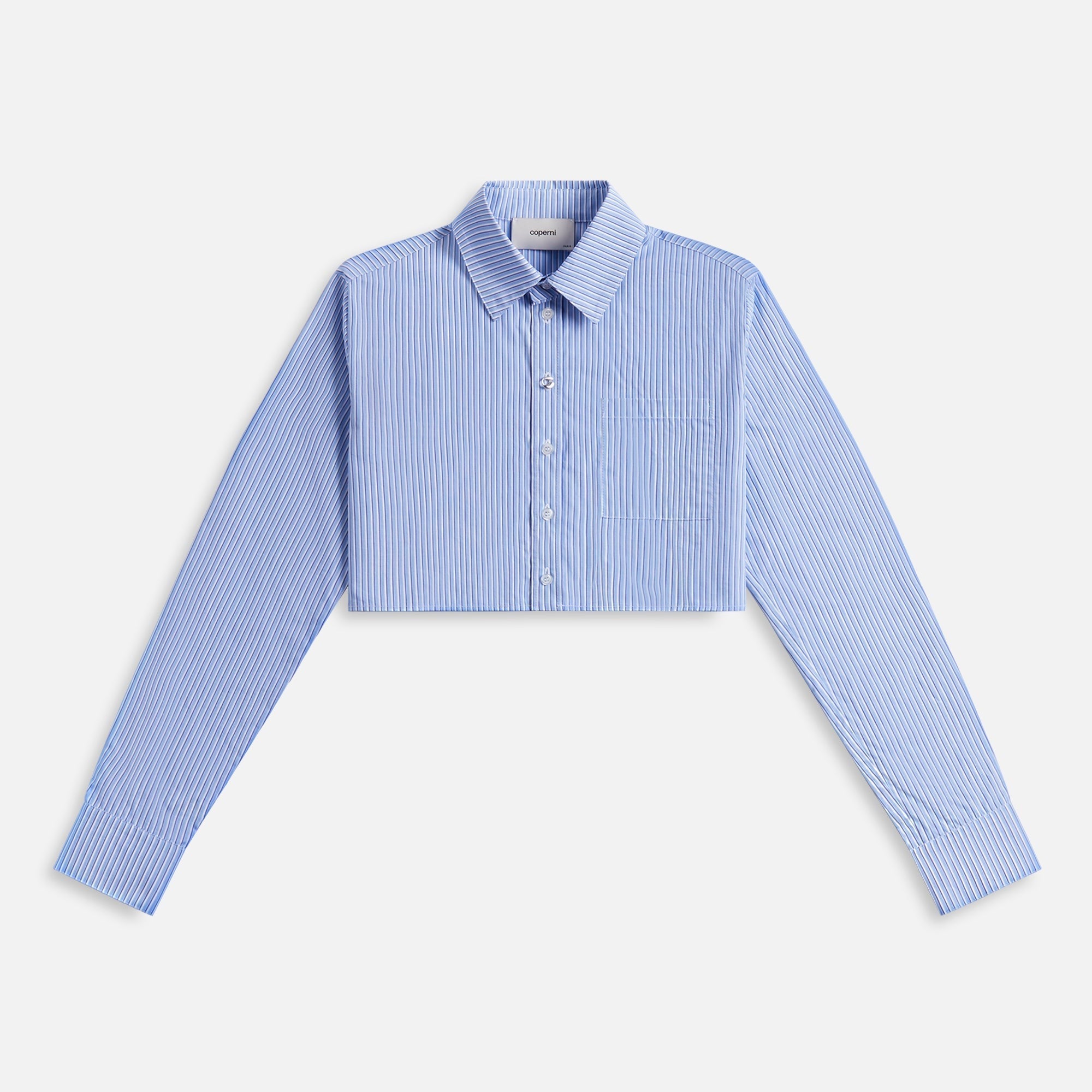 Coperni Stripped Cropped Shirt - Blue