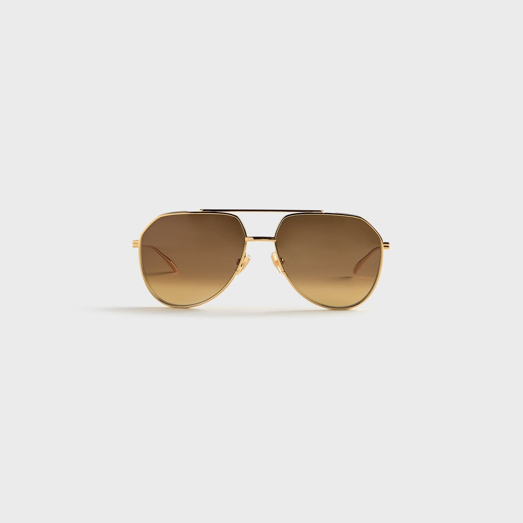 Bottega Veneta Light Ribbon 60MM Pilot Sunglasses - Gold / Brown
